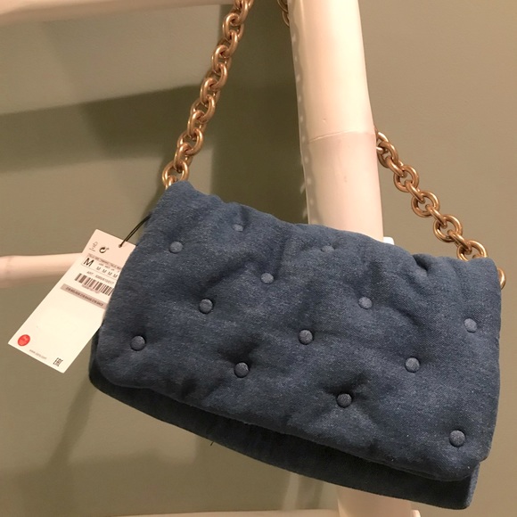 Zara Bags Nwt Zara Quilted Denim Maxi Crossbody Bag Poshmark